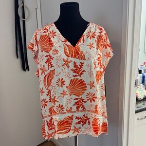 Vince Camuto Orange and White Blouse